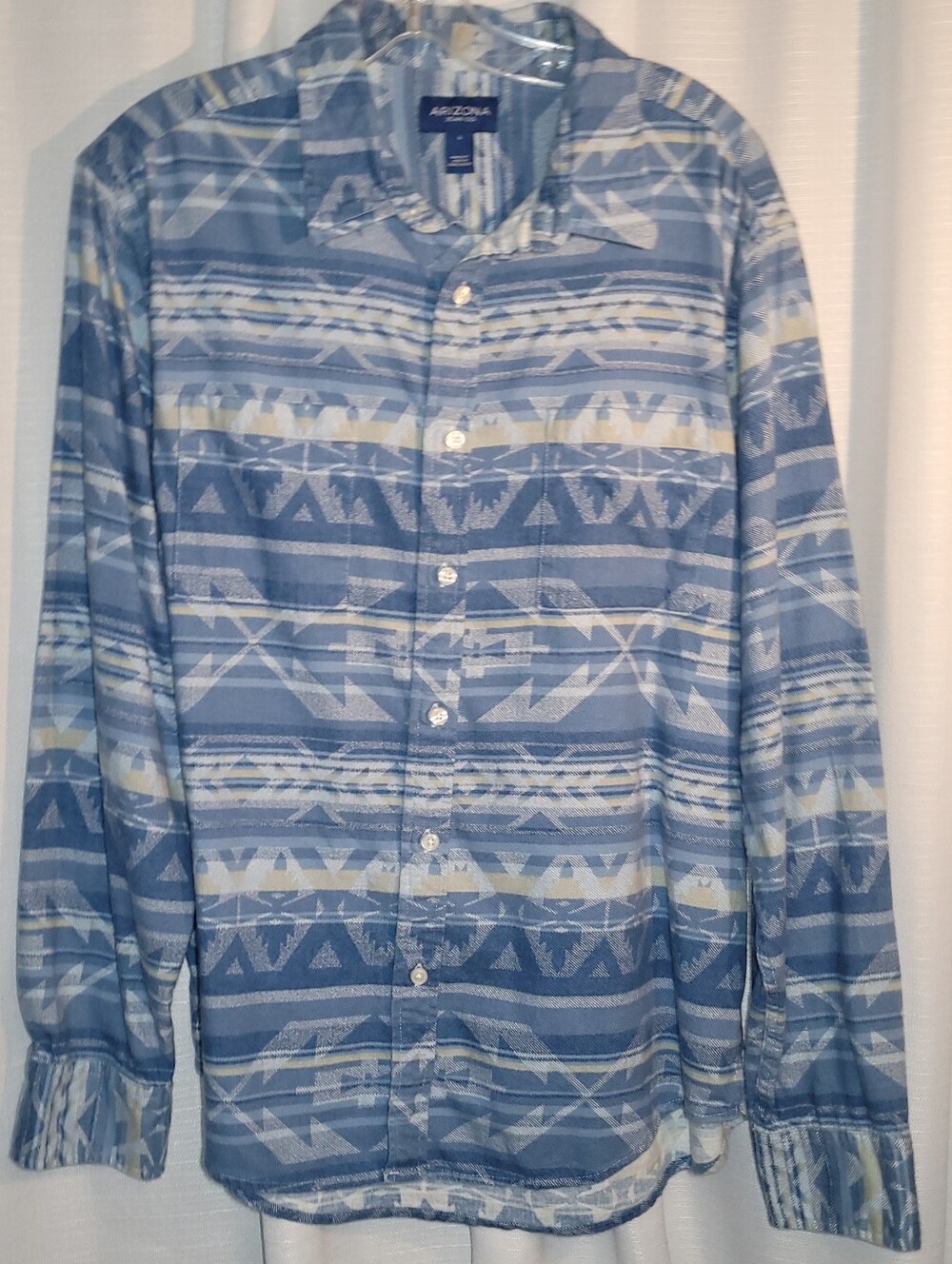 Arizona Jean Company Light Blue Patterned Men's Flannel Button-Up Shirt Jacket